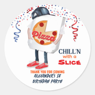 Funny Pizza Party Classic Round Sticker