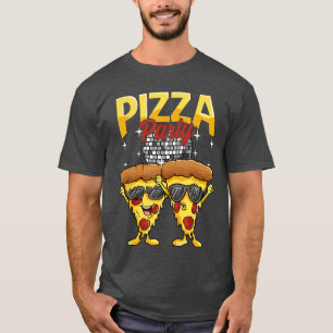 Funny Pizza Party Disco Ball Sunglass Wearing Slic T-Shirt