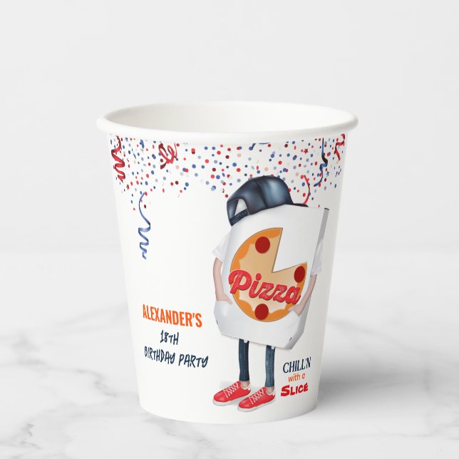 Funny Pizza Party Paper Cups (Front)