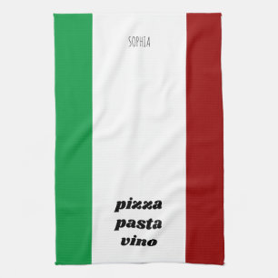 Funny Pizza Pasta Vino Name Italian Cooking Tea Towel