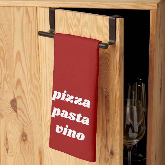 Funny Pizza Pasta Vino Name Red White Italy Tea Towel (Thirds Fold)