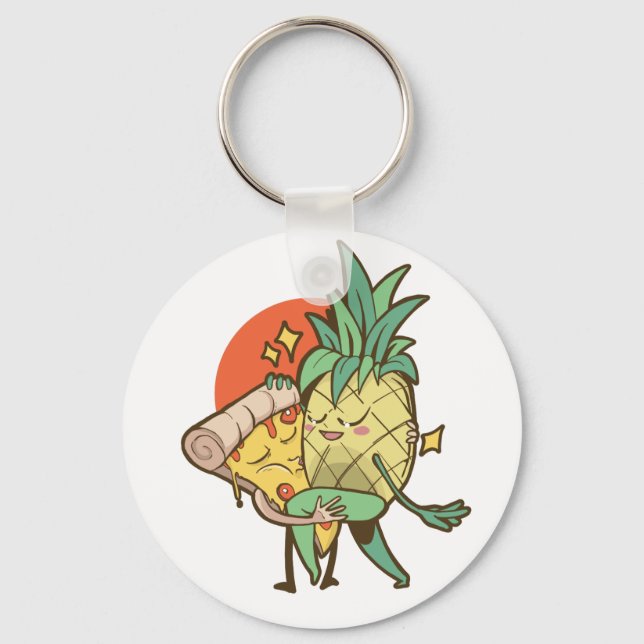 Funny Pizza Pineapple Tango Couple Teen Boy Girl Key Ring (Front)