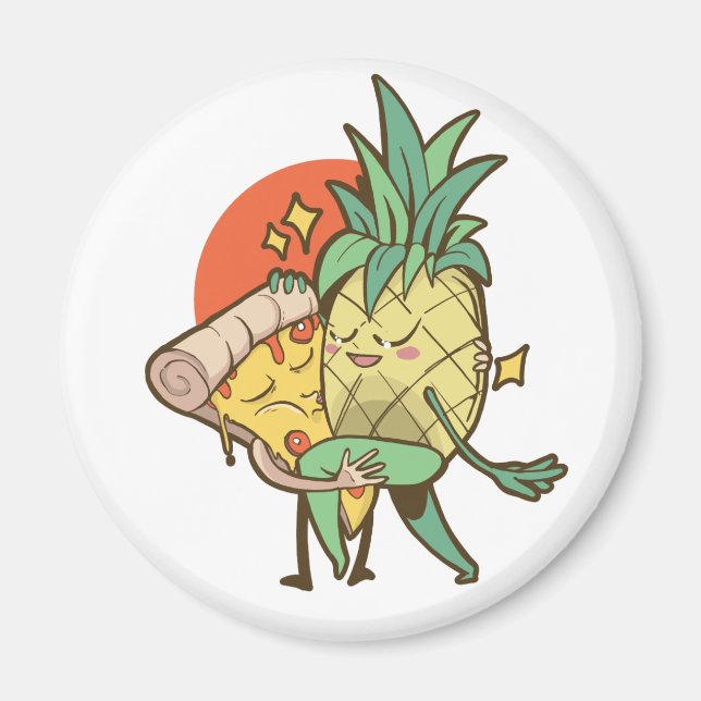 Funny Pizza Pineapple Tango Couple Teen Boy Girl Magnet (Front)