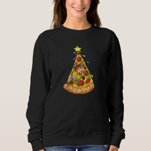 Funny Pizza Slice Christmas Tree Light Pizza Eater Sweatshirt
