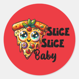 Funny pizza slice party classic round sticker