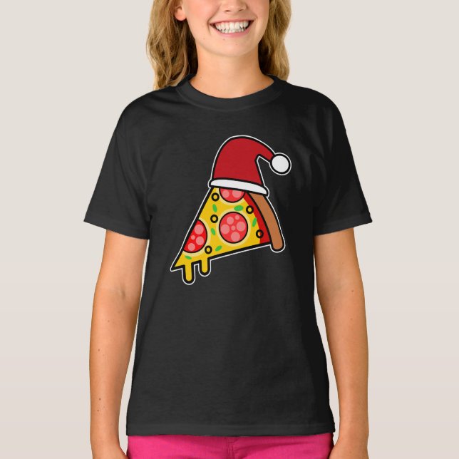 FUNNY PIZZA SLICE SANTA T-Shirt (Front)