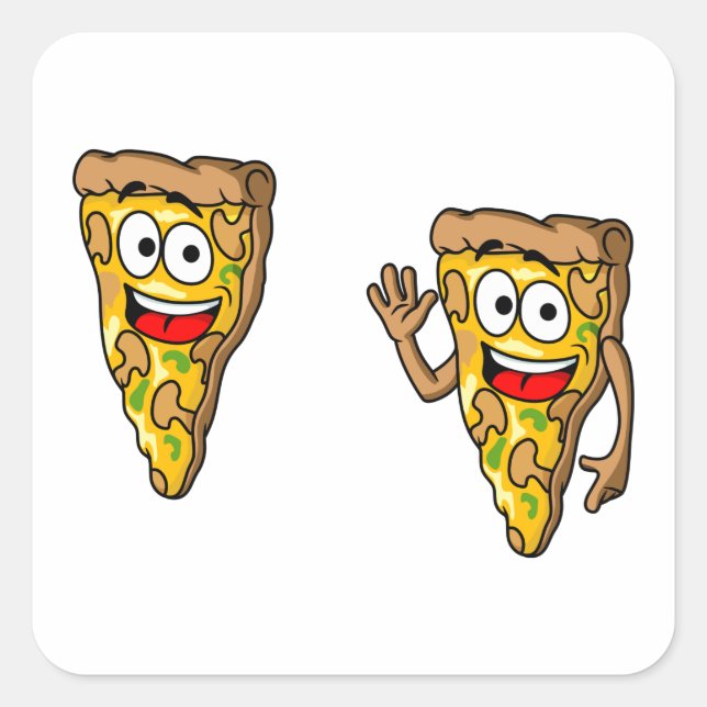 Funny Pizza Slices Square Sticker (Front)