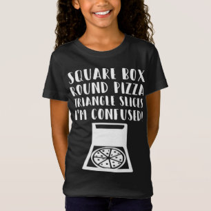 Funny Pizza Square Box Round Pizza-Triangle Slices T-Shirt