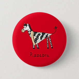 Funny Pizza Zebra Cute Cartoon Kids 6 Cm Round Badge