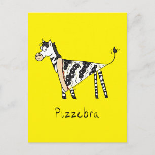 Funny Pizza Zebra Cute Cartoon Kids Postcard