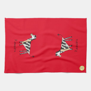 Funny Pizza Zebra Cute Cartoon Kids Tea Towel