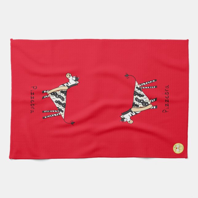 Funny Pizza Zebra Cute Cartoon Kids Tea Towel (Horizontal)