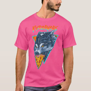 Funny Pizzavore Pizza Lover Pun Wolf 90S Vaporwave T-Shirt