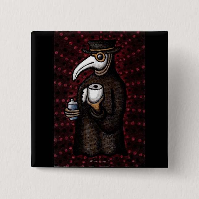 Funny Plague Doctor with Toilet Paper 15 Cm Square Badge (Front)