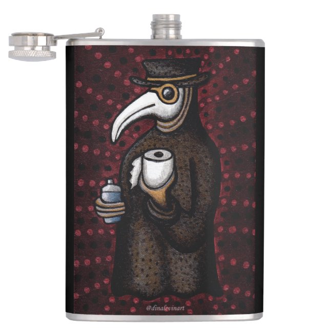 Funny Plague Doctor with Toilet Paper Hip Flask (Opened)