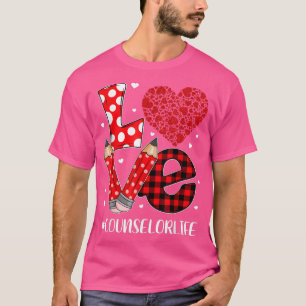 Funny Plaid Heart LOVE Counselor Valentine Day Chr T-Shirt