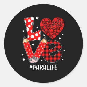 Funny Plaid Heart Love Para Life Valentine Day Chr Classic Round Sticker