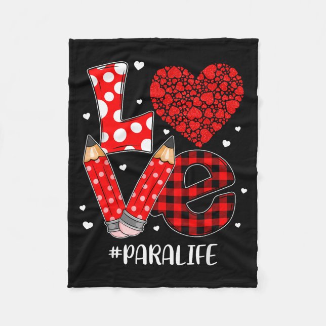 Funny Plaid Heart Love Para Life Valentine Day Chr Fleece Blanket (Front)