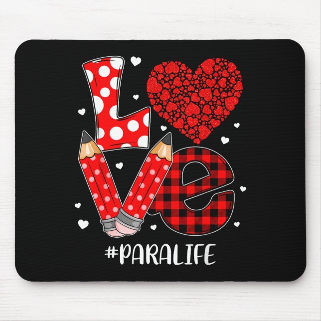 Funny Plaid Heart Love Para Life Valentine Day Chr Mouse Mat (Front)