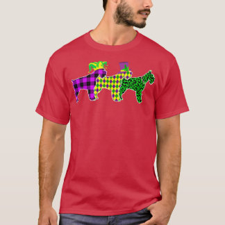 Funny Plaid Leopard Mardi Gras Schnauzer Dog Puppy T-Shirt