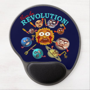 Funny Planet Revolution Solar System Cartoon Gel Mouse Mat