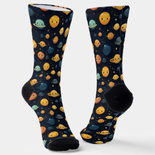 Funny Planets Space Pattern Socks