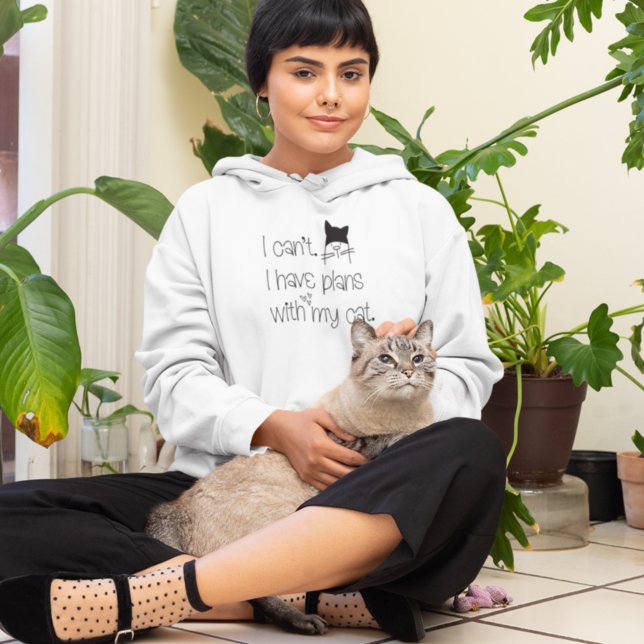 Funny Plans With My Cat Cute Drawing Typography Hoodie (Creator Uploaded)