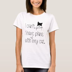Funny Plans With My Cat Cute Drawing Typography T-Shirt
