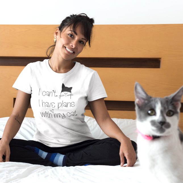 Funny Plans With My Cat Cute Drawing Typography T-Shirt (Creator Uploaded)