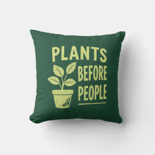 Funny Plants Before People Vintage Ink Stamp Art Cushion