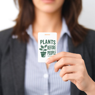 Funny Plants Before People Vintage Ink Stamp Art ID Badge