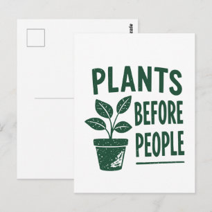 Funny Plants Before People Vintage Ink Stamp Art Postcard
