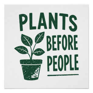 Funny Plants Before People Vintage Ink Stamp Art Poster