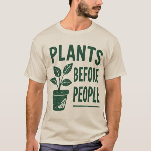 Funny Plants Before People Vintage Ink Stamp Art T-Shirt