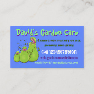 Funny plants cartoon garden care service business card