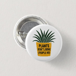 Funny Plants Don't Judge Vintage Ink Stamp Art 3 Cm Round Badge