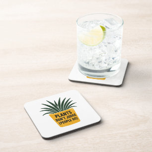 Funny Plants Don't Judge Vintage Ink Stamp Art Coaster