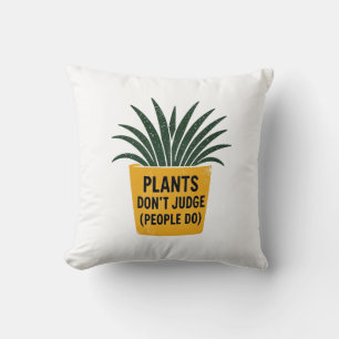 Funny Plants Don't Judge Vintage Ink Stamp Art Cushion