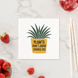 Funny Plants Don't Judge Vintage Ink Stamp Art Napkin