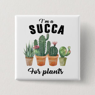 Funny plants succulent potted cacti cactus  15 cm square badge