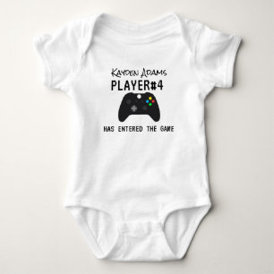 funny player #4 has entered the game baby bodysuit