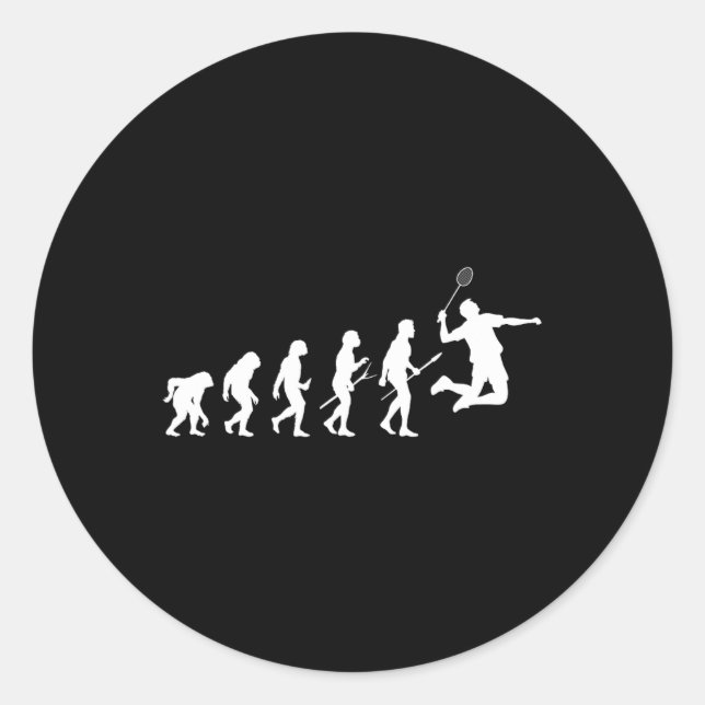 Funny Player Evolution Theory Badminton  Classic Round Sticker (Front)