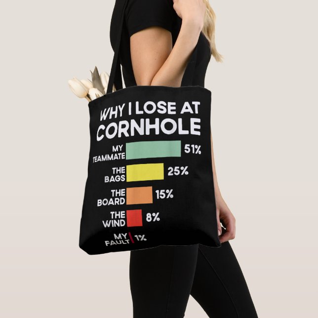 Funny Player Team Design Why I Lose At Cornhole  Tote Bag (Close Up)