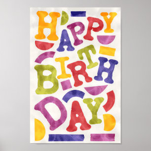 Funny, playful and colourful kids birthday poster