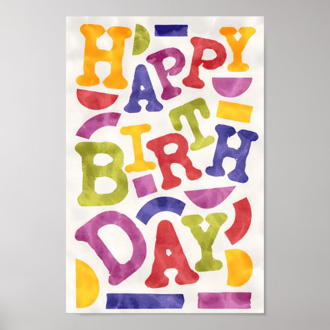 Funny, playful and colourful kids birthday poster (Front)