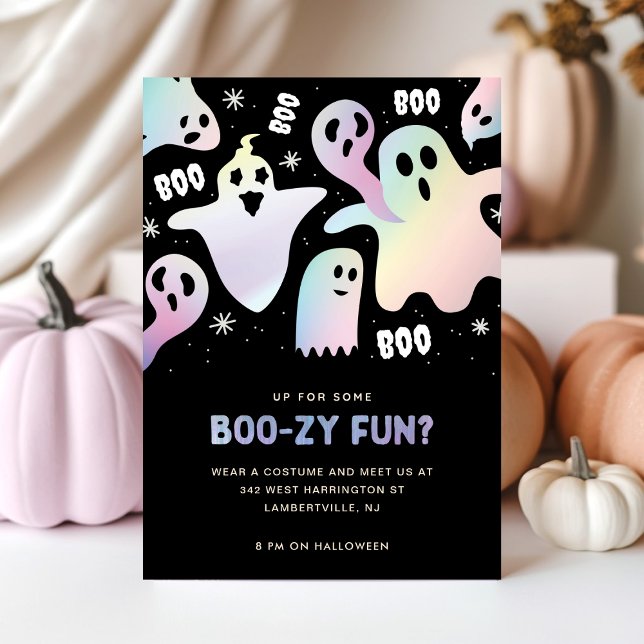 Funny Playful Boo! Colourful Ghost Halloween Party Invitation (Creator Uploaded)