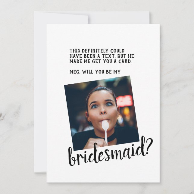 Funny Playful Bridesmaid Request Card (Front)