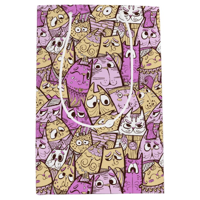 Funny Playful Cats Medium Gift Bag (Front)