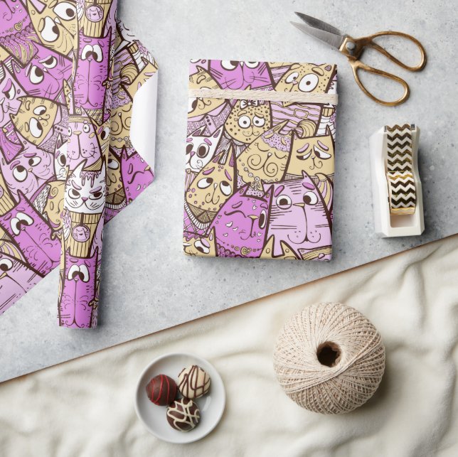 Funny Playful Cats Wrapping Paper (Crafts)