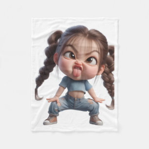 Funny Playful Girl Posing Throw Blanket